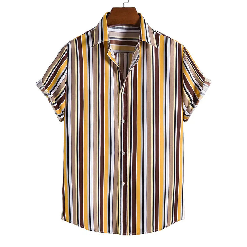 Summer Men's Striped Short-sleeved Shirt