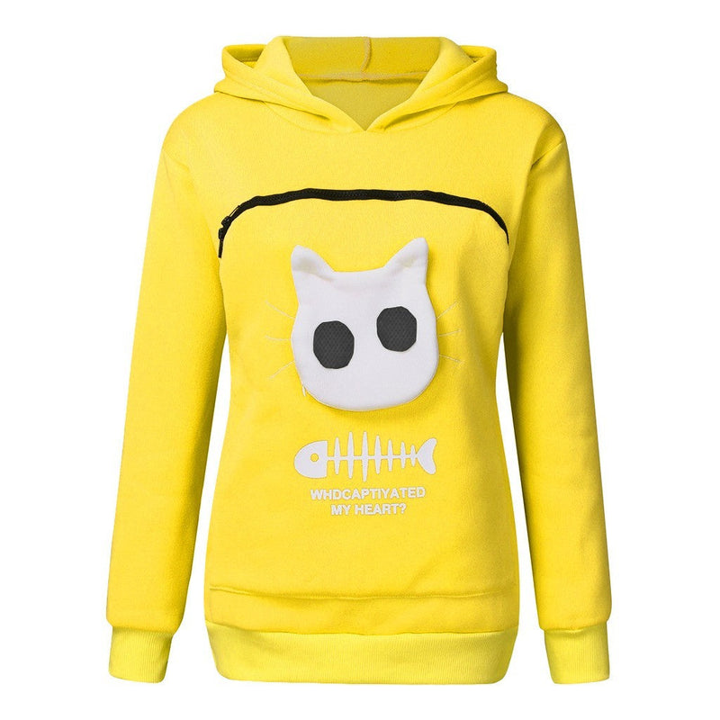 Hooded Sweatshirt With Cat Pet Pocket