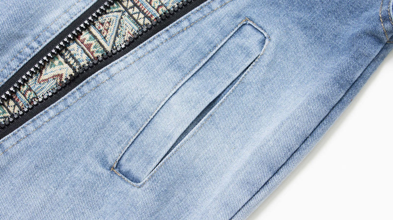 Zipper Stitching Wash Denim Jacket