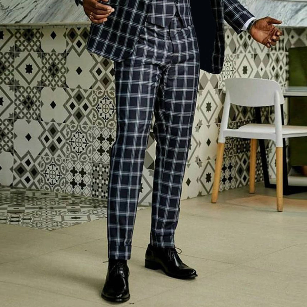 Casual Checkered two piece suit for men