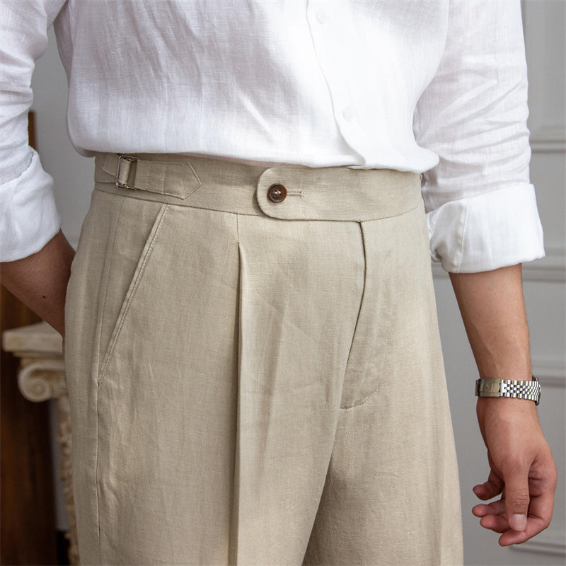 Men's Light And Breathable Linen High Waist Trousers