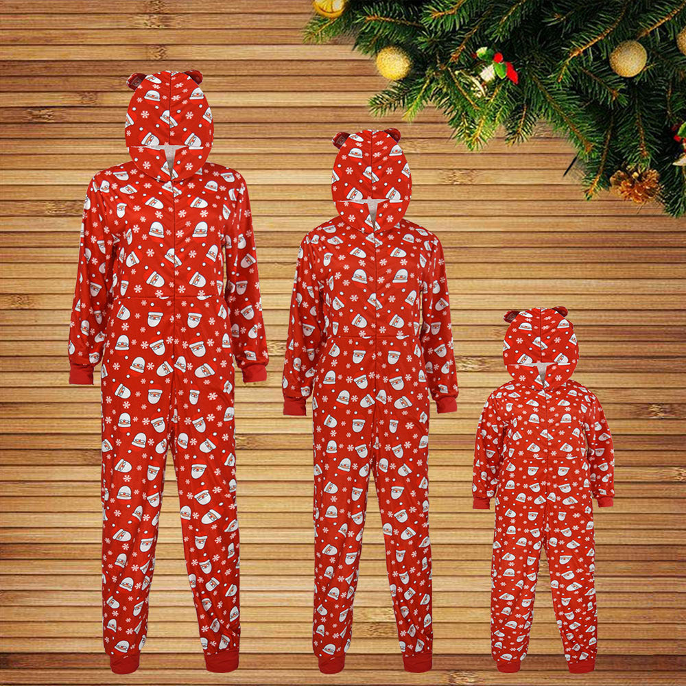 Christmas Family Matching Onesis Sleepwear Jumpsuit Santa Romper Nightwear For Kid Adults