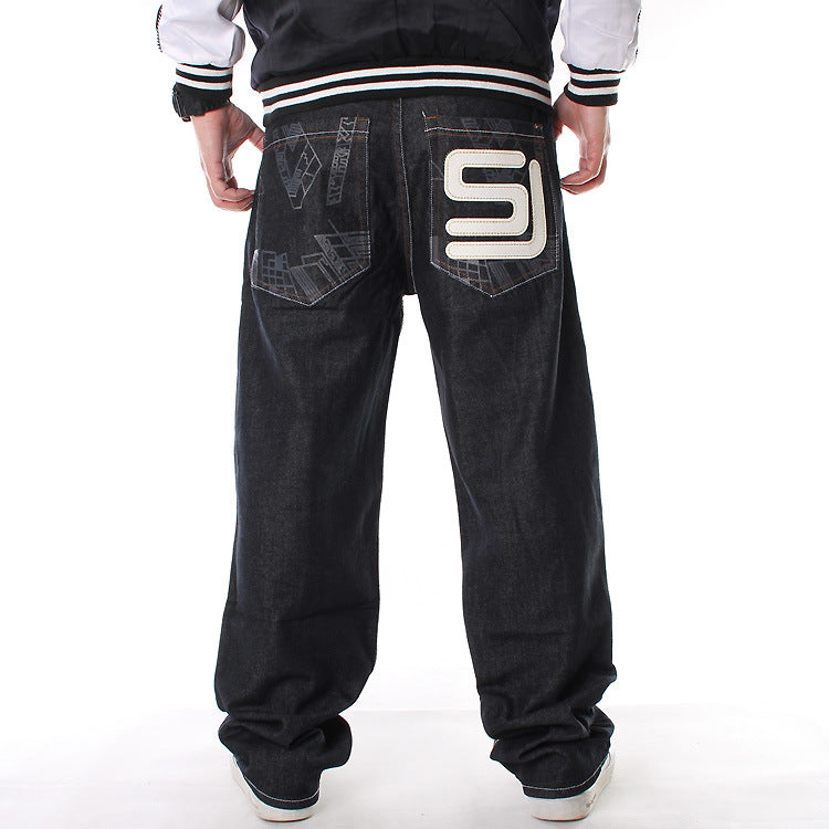Pantalones de skate sueltos con estampado hip-hop de talla grande para hombre