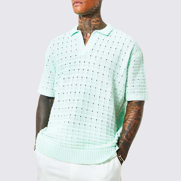 Men's Knitted Short Sleeved Casual polo shirt