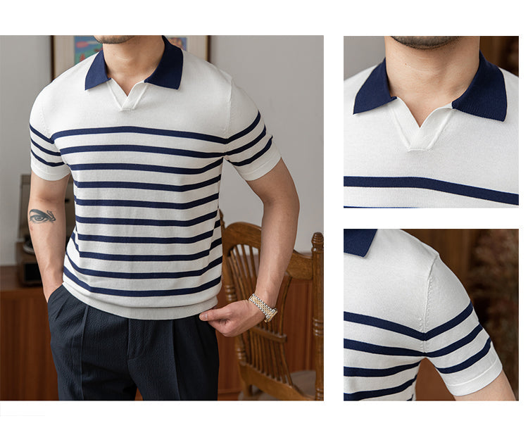 Striped Slim Short Sleeve Retro Casual polo shirt