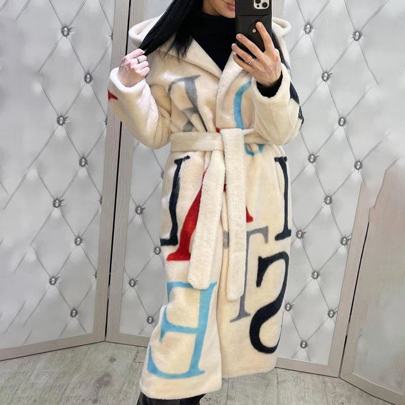 Women's Plus Size Printed Long Coat