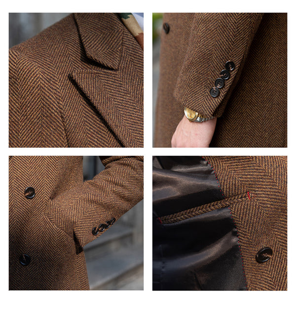 Gabardina vintage de lana marrón para hombre