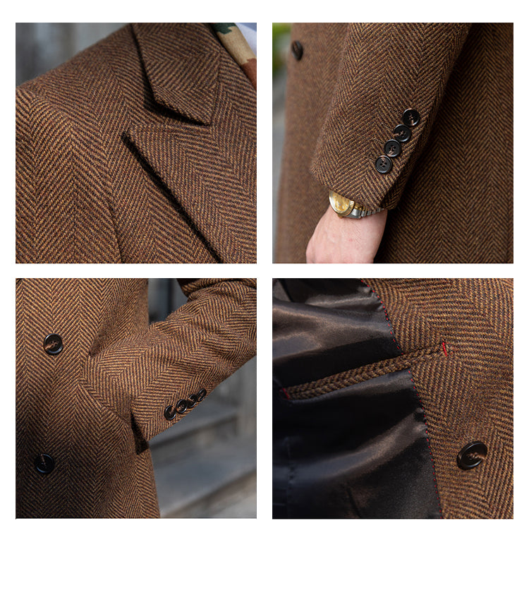 Men's Vintage Wool Brown trench coat