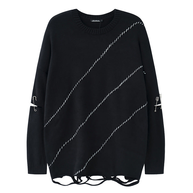 Round neck couple sweater men