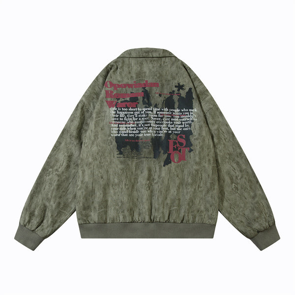 Dark Depressed Printed Loose Jacket