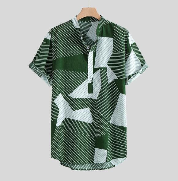 Hawaii Casual Summer Stand Collar Shirt Men