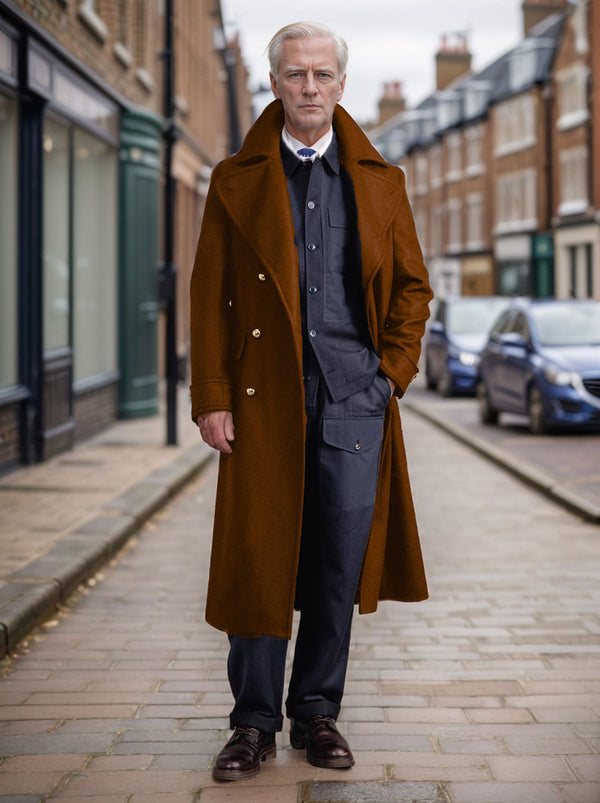 Men's Woolen Ultra-long Overcoat