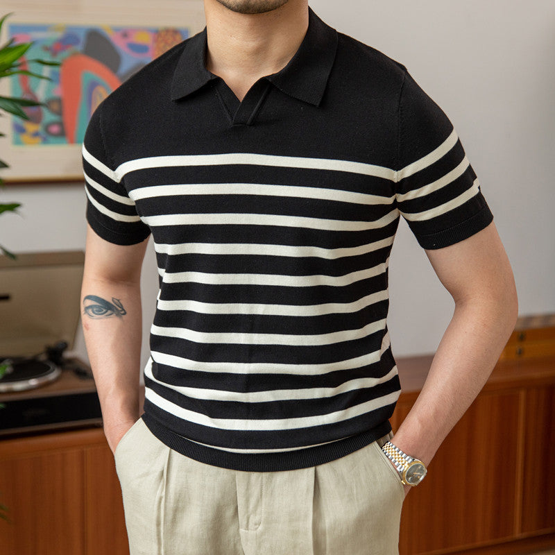 Striped Slim Short Sleeve Retro Casual polo shirt