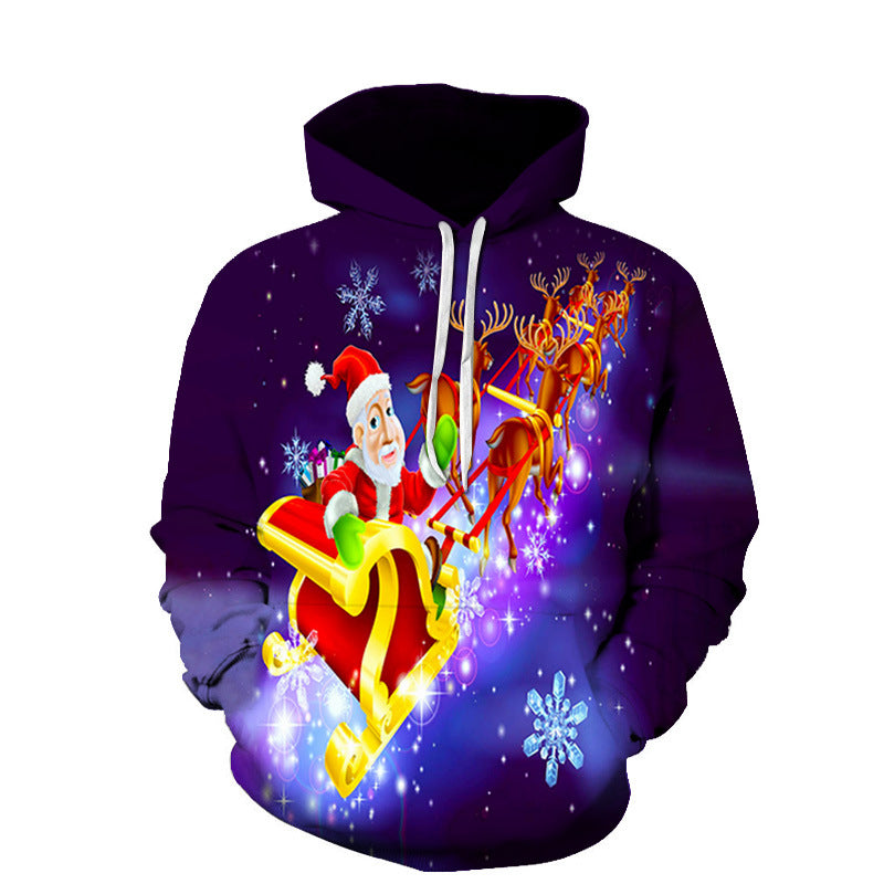 Christmas Digital Printed Hooded Sweater for men and women