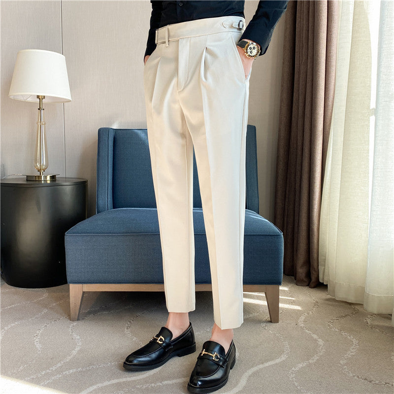 Men's Italian Striped High Waist Business Casual Pants