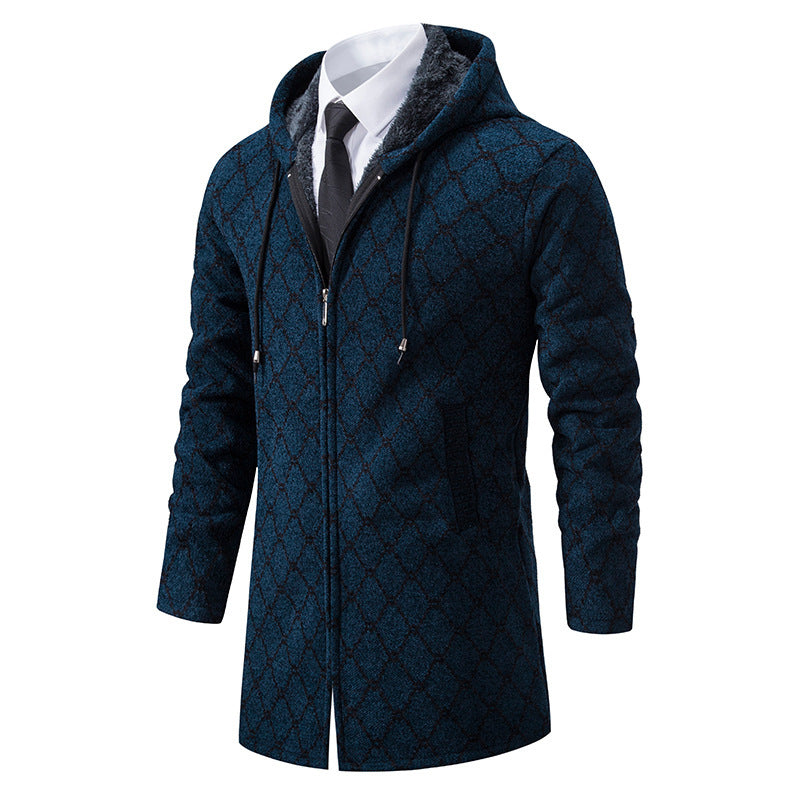 Men's Mid-length Sweater Hooded Coat