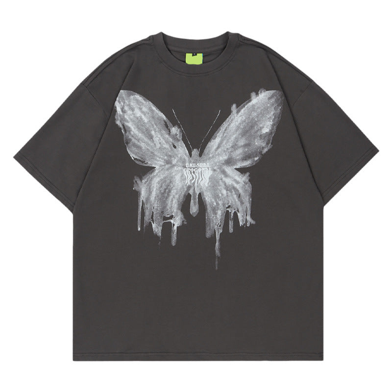 Butterfly Print Loose Short Sleeve T Shirt