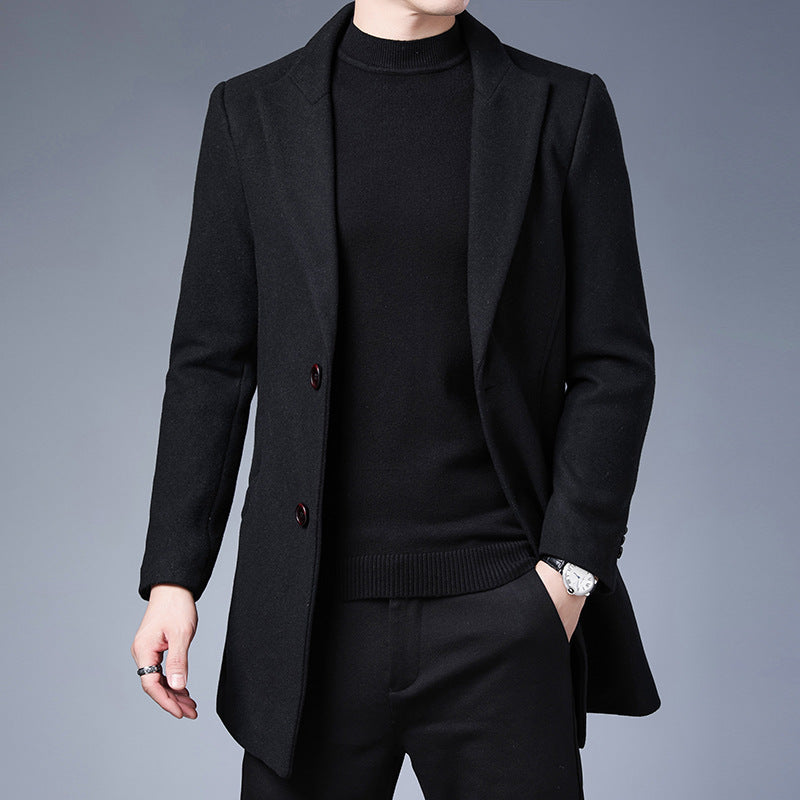 Men's Jacket With Wool Solid Color Lapel Collar