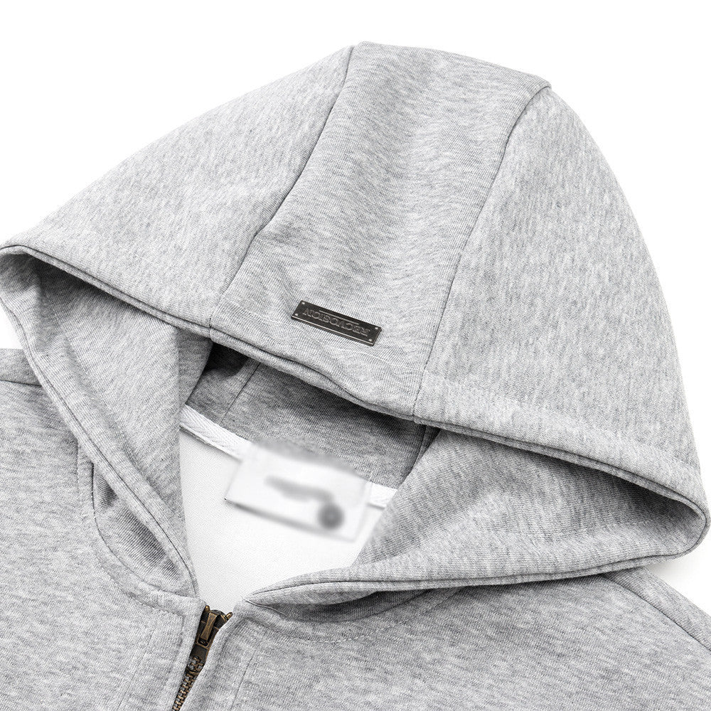 Hooded Loose Sweater Men's Dimensional Patch Pocket Design jacket