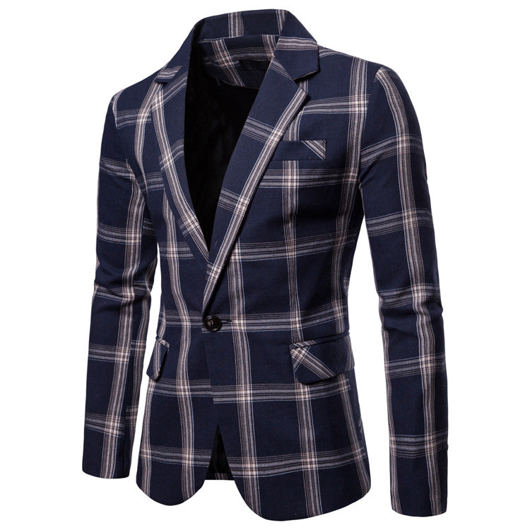 Casual Plaid Suit Coat for men