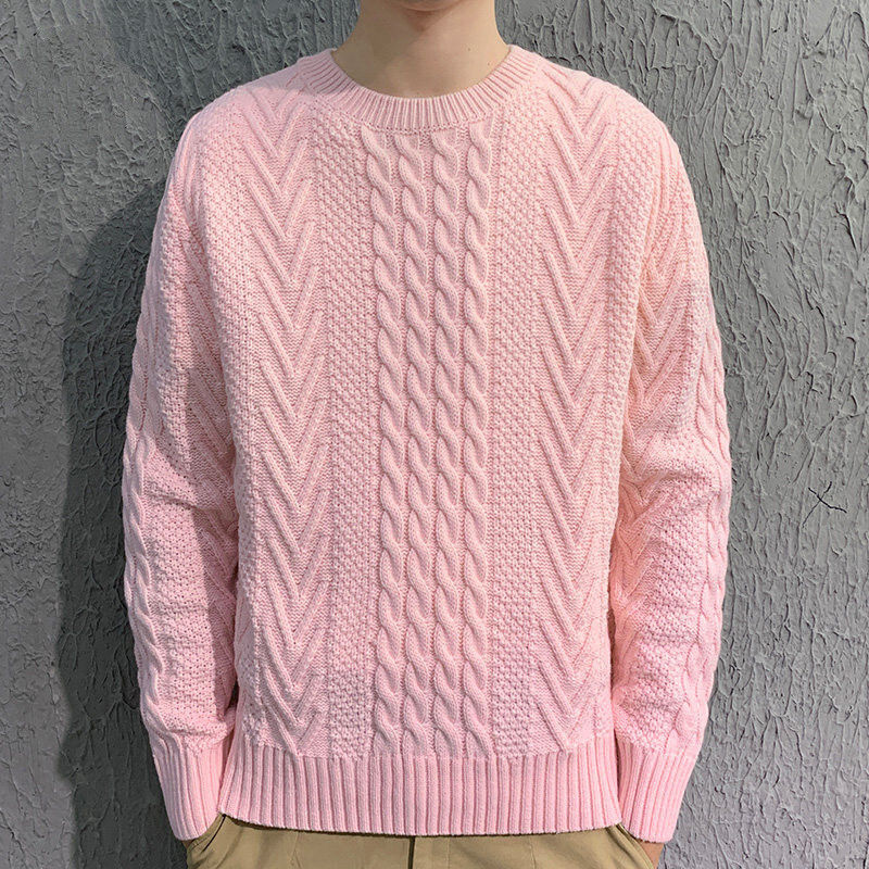 Men's Knitting Thick Yarn Dough Twists Sweater