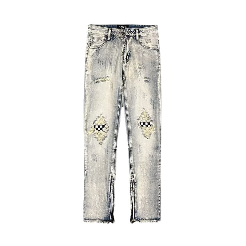 Men's American-style Retro Washed Distressed Ripped Jeans
