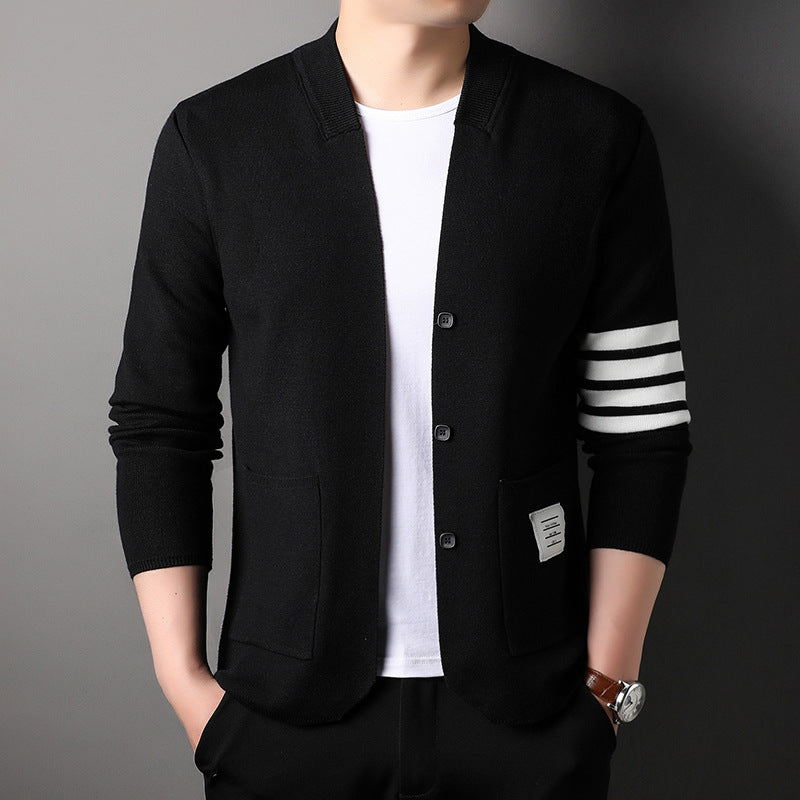 Men's V-neck Slim-fit Cardigan Coat