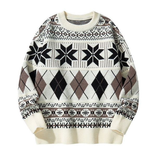 Men's Japanese Style Snowflake Pullover sweater
