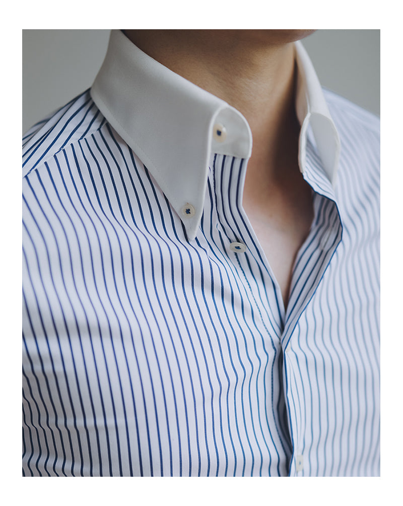 Men's Slim Fit Pointed Collar Long Sleeve Shirt