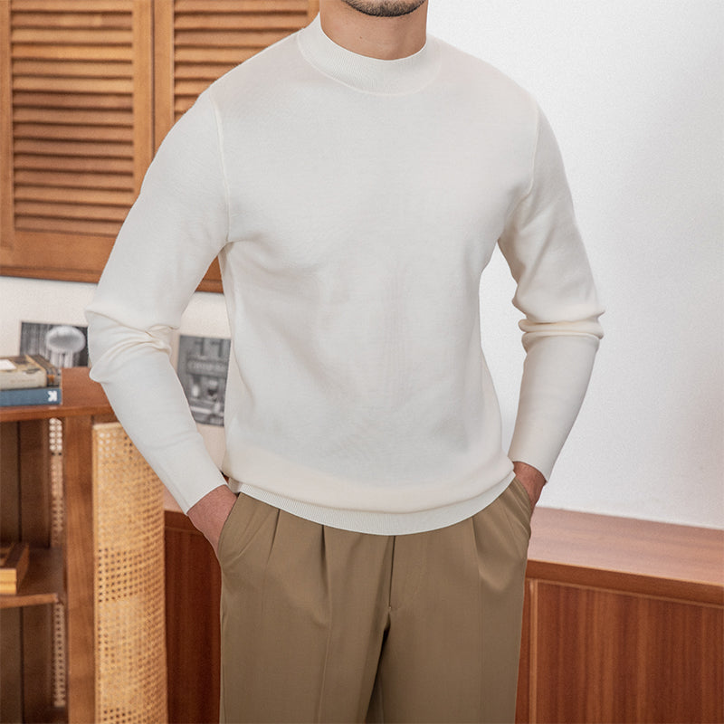 Slim Fit Wool Blend Knit Mock Neck