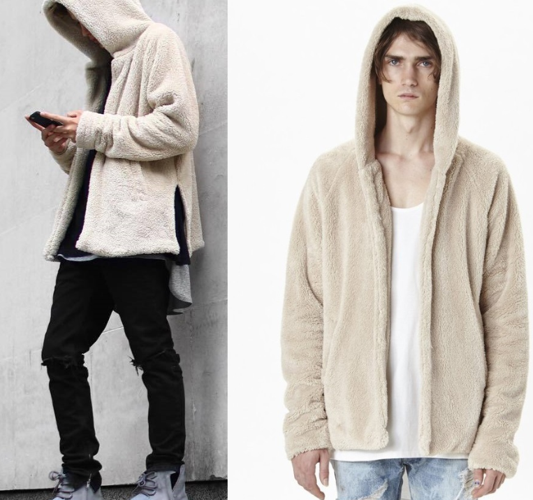 loose FOG lambskin warm hooded sweater