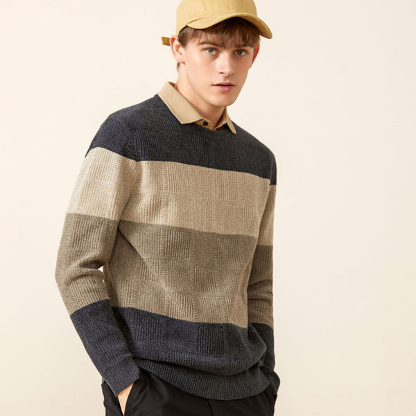 Men's Autumn And Winter Casual Striped Lapel Sweater