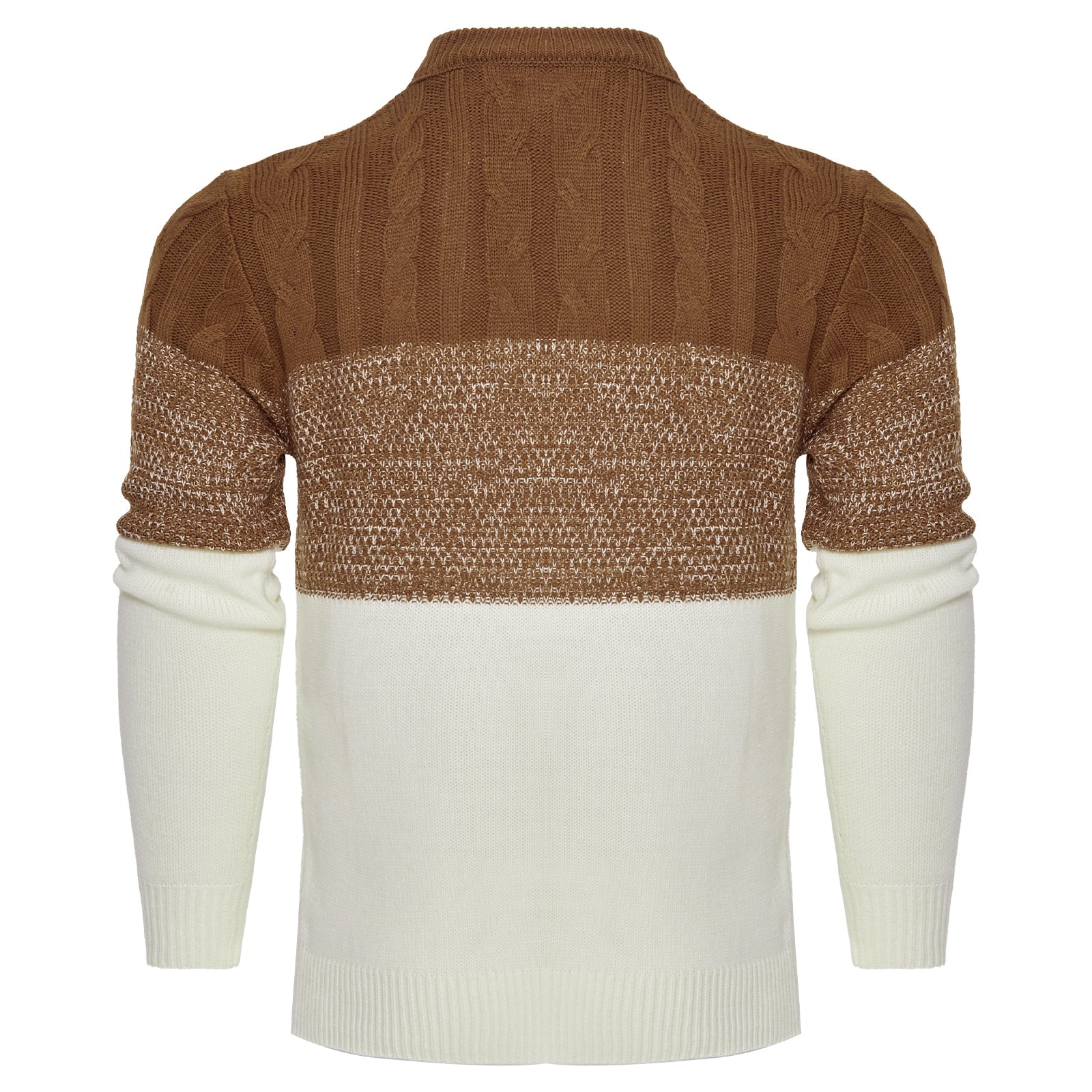 Maglione pullover casual da uomo a maniche lunghe con blocchi di colore e lavorazione a trecce