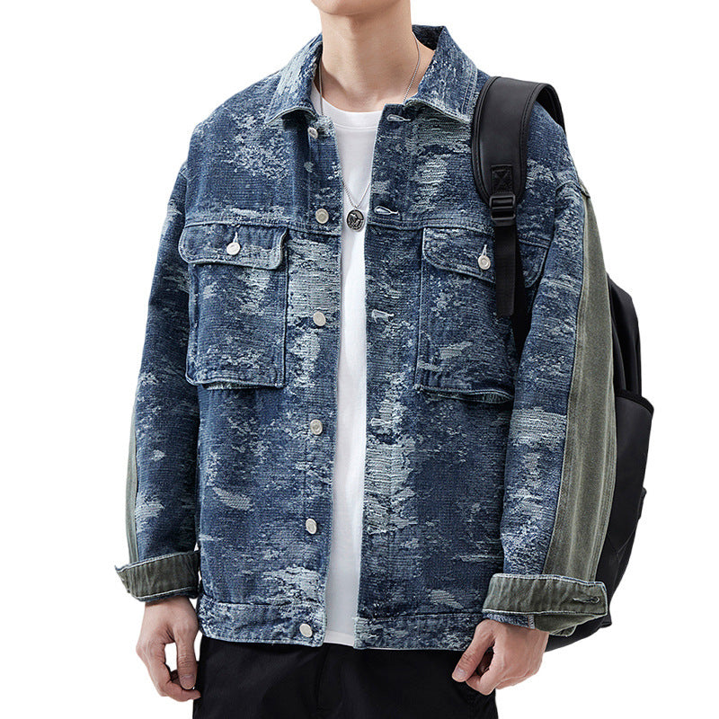 High Street American Classic Retro Patterned Denim Jacket