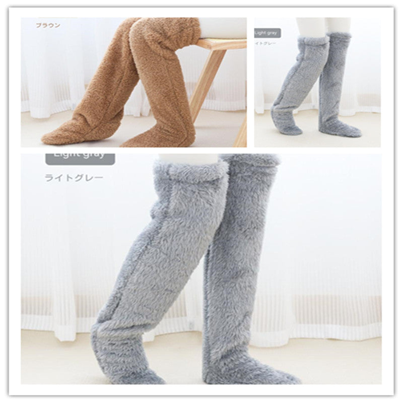 Over Knee High Fuzzy Long Socks Winter Warm Cold Leg Knee Joint Cold-proof Stockings