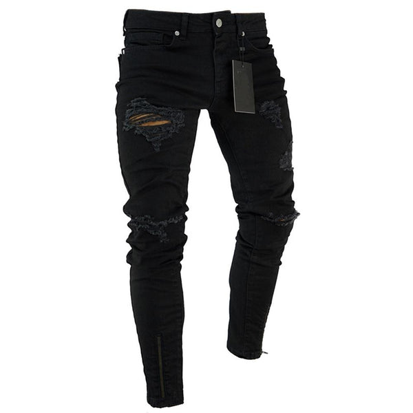 jeans desgastados negros para hombre