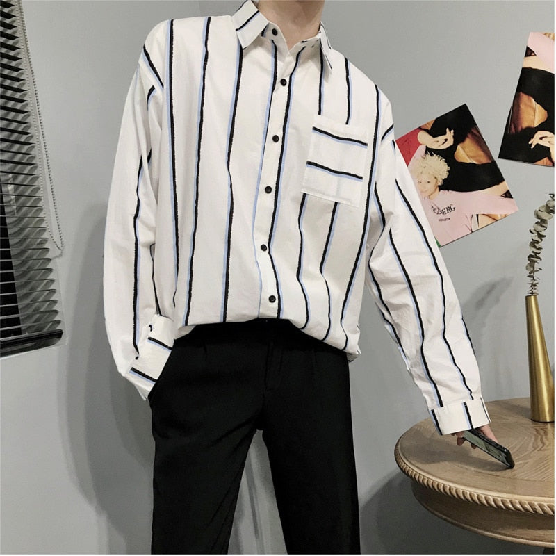 Loose striped shirt men