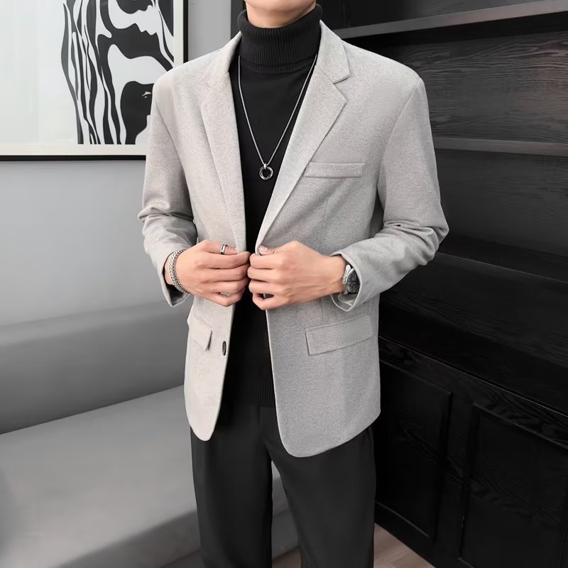 Men's Korean Casual Versatile Solid Color blazer Jacket