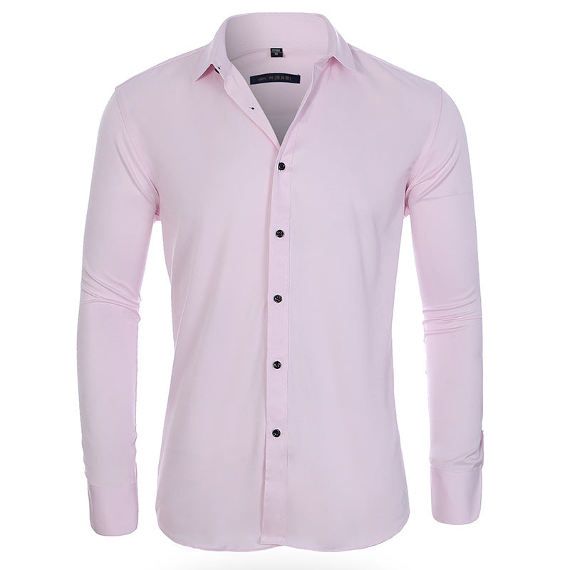 No Ironing High Elastic Men's Long Sleeve Shirt