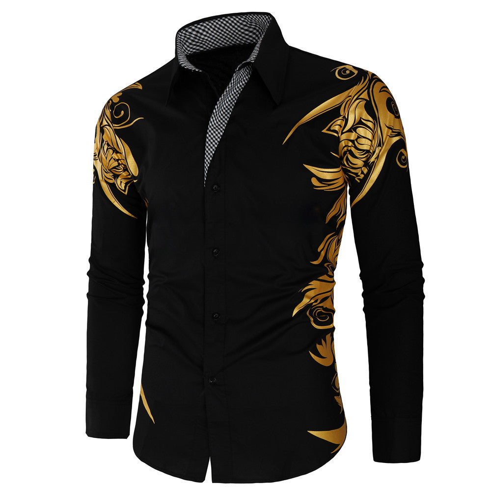 Fashion bronzing printed shirt men