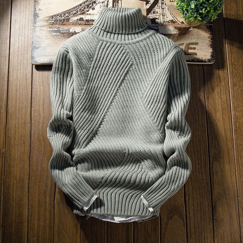 Pure color thickened raw turtleneck