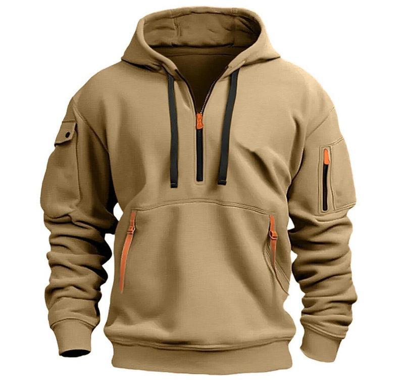 Zip Multi-pocket Pullover Sports Casual hoodie