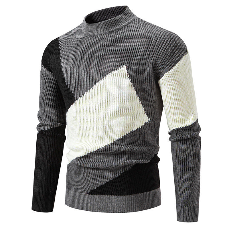 Men's Round Neck Multicolor Pullover Sweater