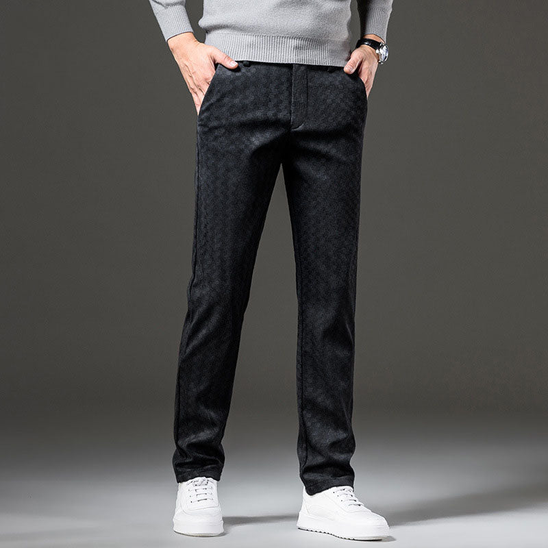 Men's High Waist Loose Straight Young And Middle-aged Corduroy Trousers