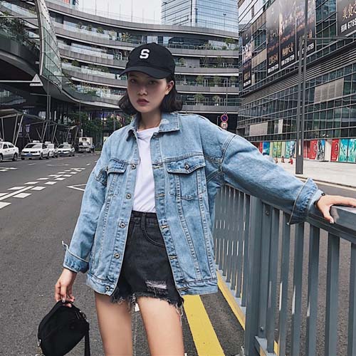 Brief Oversized Jeans Jacket Women