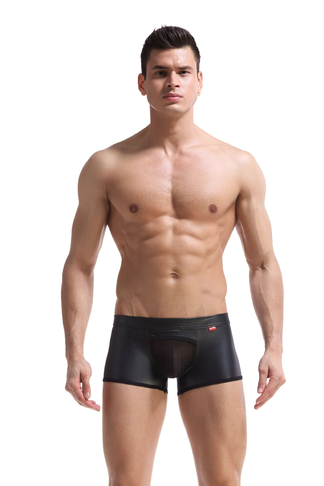 Faux Leather Hoop Patent PU Boxer Briefs