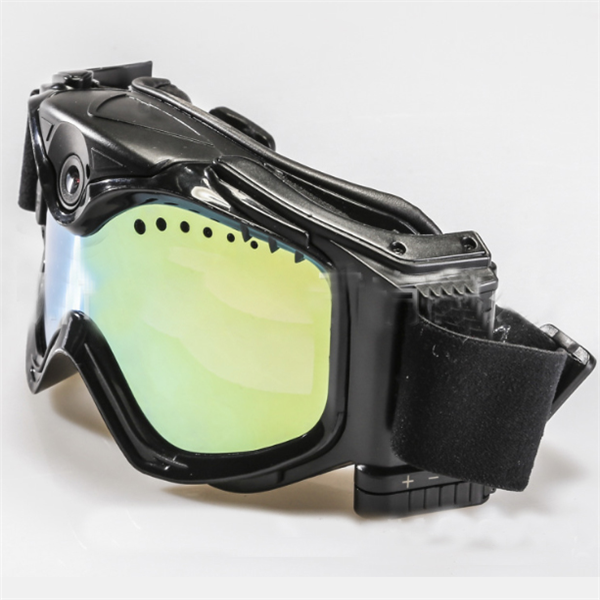 Ski-Sunglass Goggles Sports Camera Black Colorful Double Anti-Fog Lens with Live Image Video Monitoring with TF Card