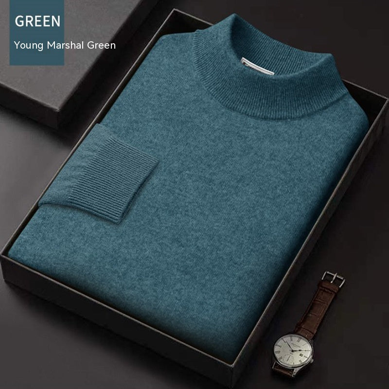 Fall Winter Men Half-collar Wool Sweater