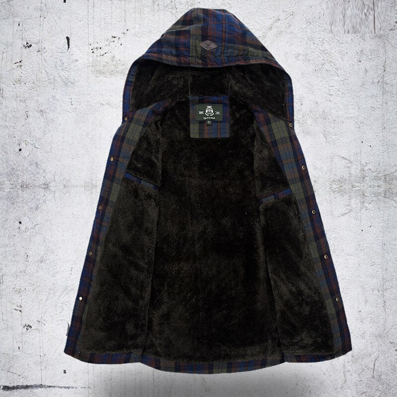 Plaid Hooded Shirt men