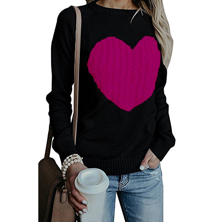 Love Printed Pullover Sweater For Women